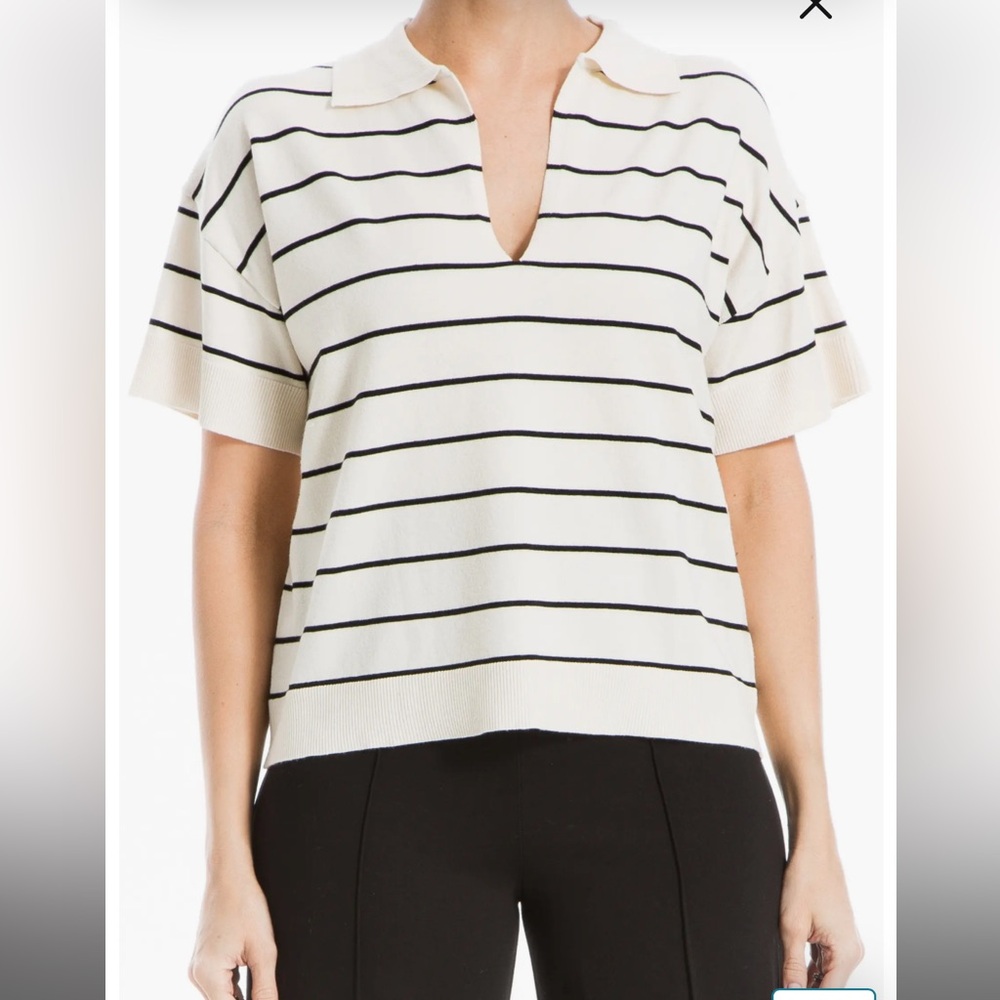 Johnny Collar Stripe Knit Polo Sweater